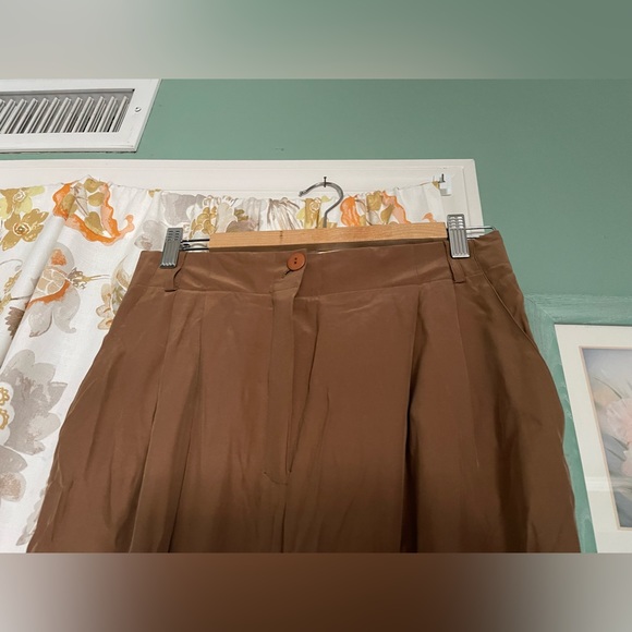 100% Silk Pants Sandra Roth Brown 12 Tall - Picture 3 of 7